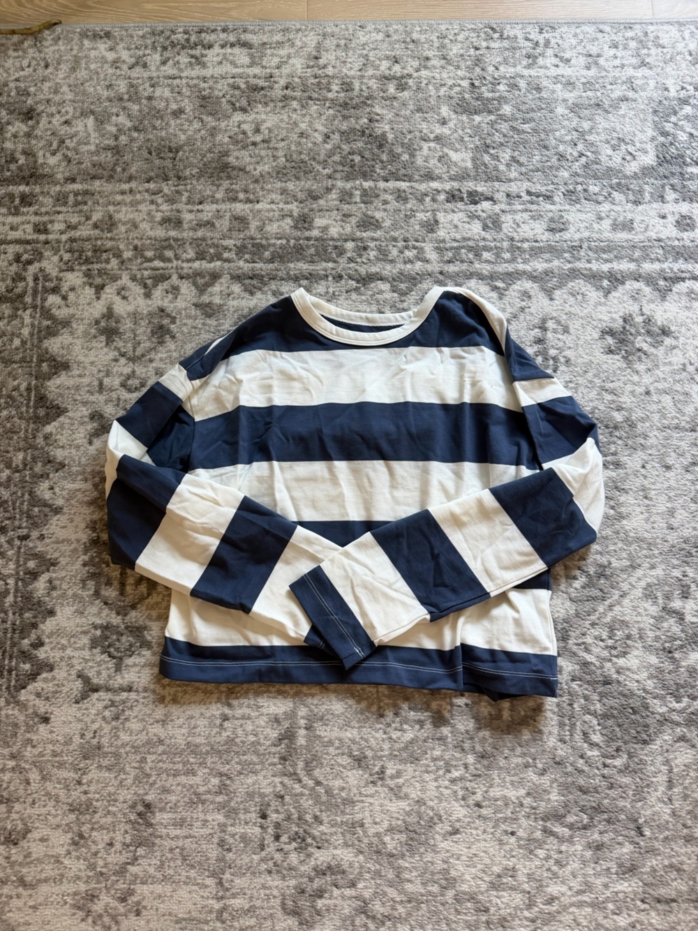 GAP Navy and White Wide Stripe Long Sleeve Tee
